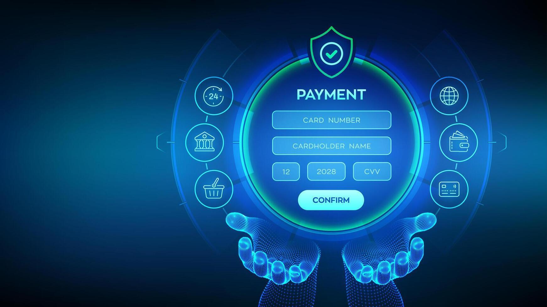 payment interface with card information vector