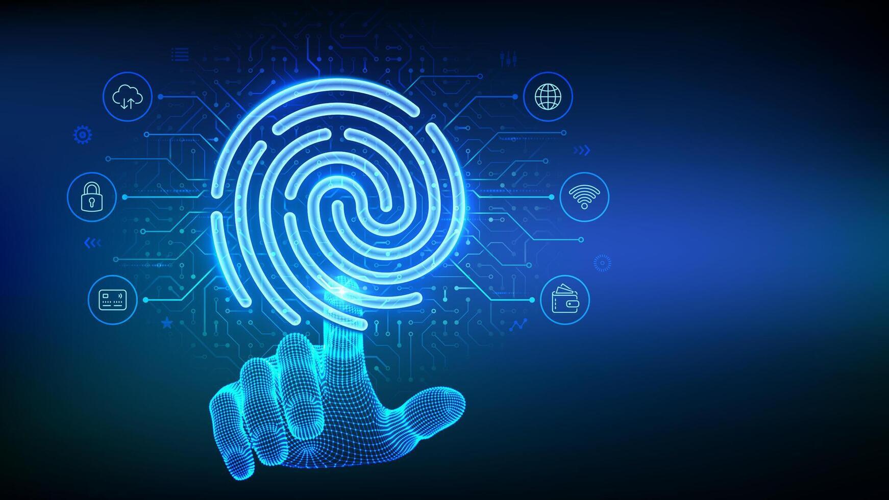 Digital fingerprint and technology illustration vector