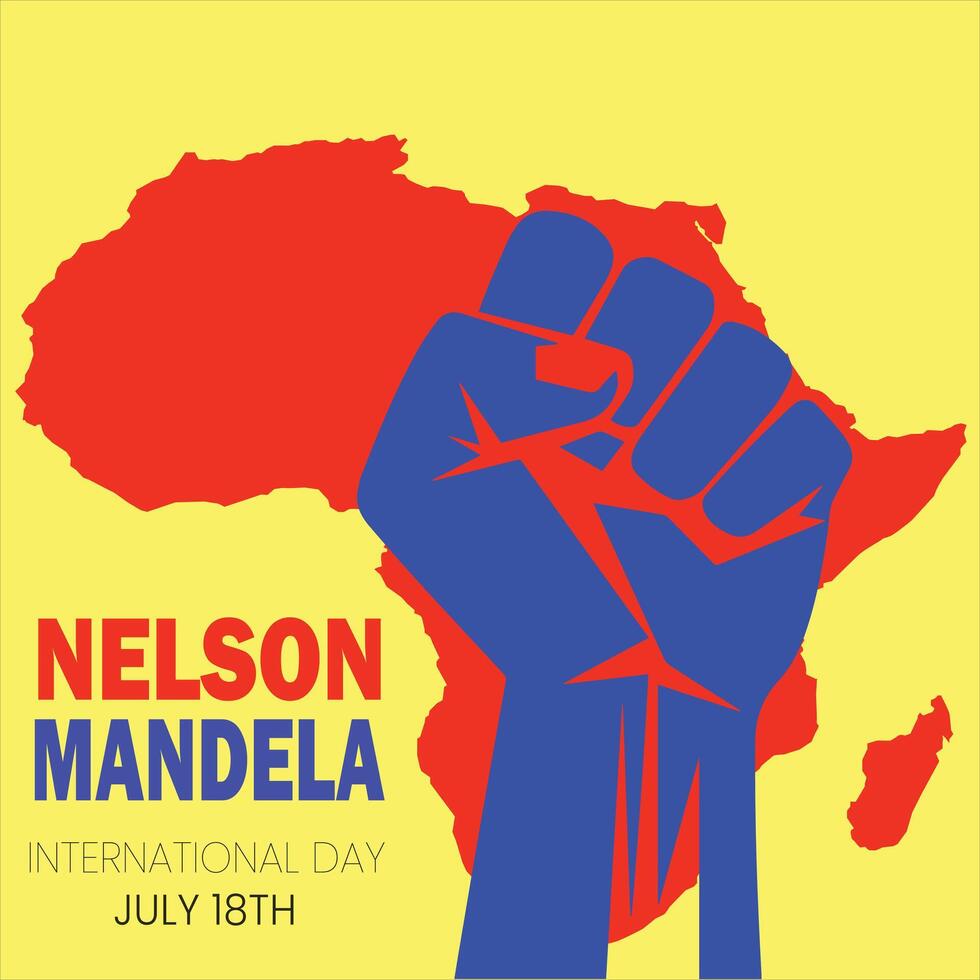 Nelson Mandela international day 18 july with South Africa flag vector