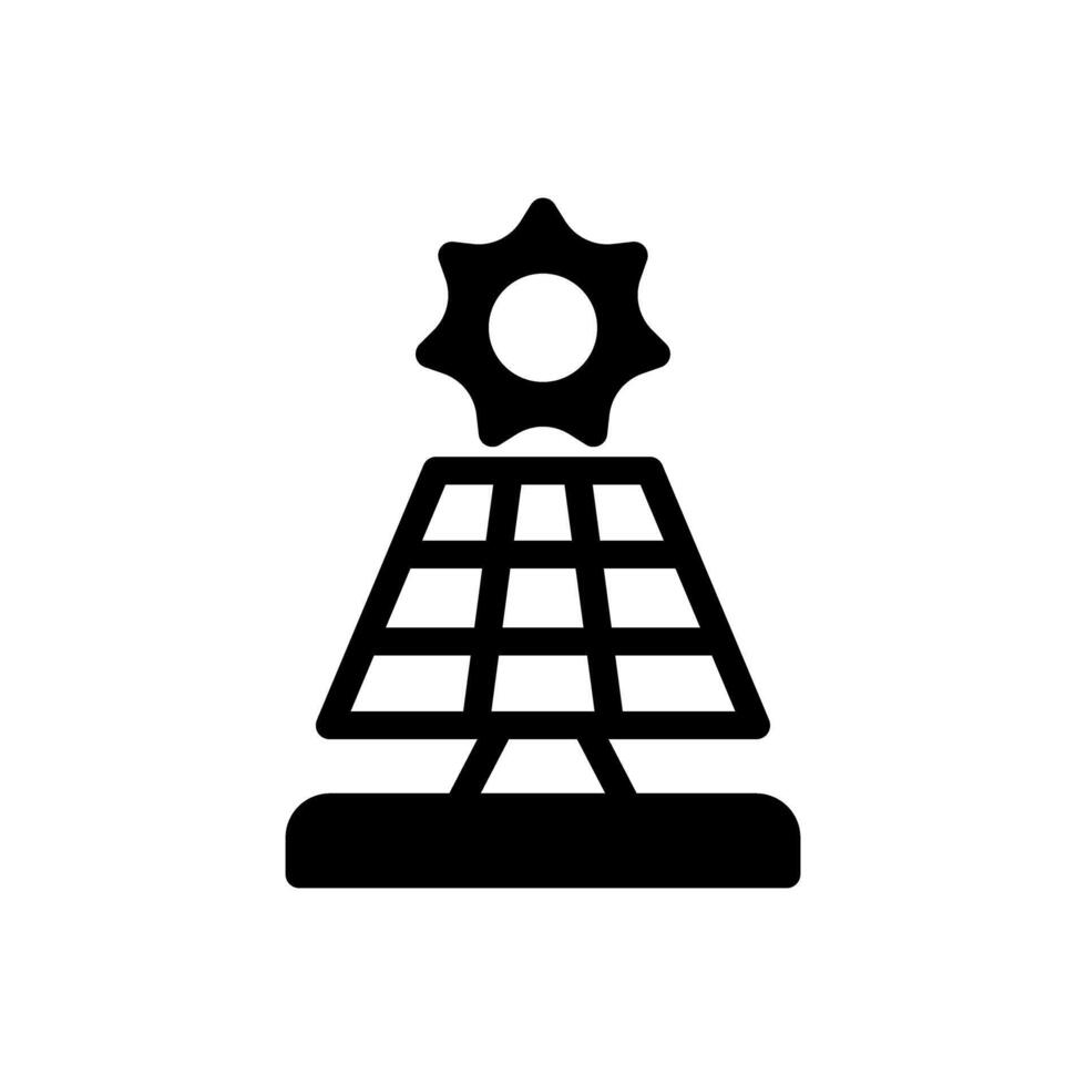 Icon Glyph solar panel, sun energy. Free energy, ecology, renewable, green energy and solar power plant concept. Black and Semi Solid icon. vector