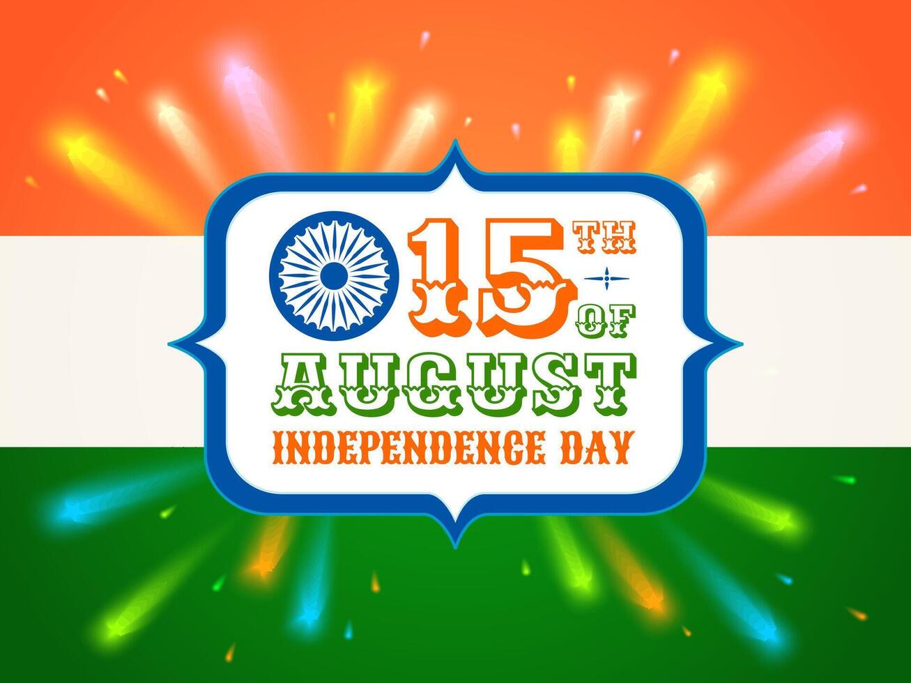 Banner for India independence day with fireworks. Poster for India independence day. 15 August Indian day. vector