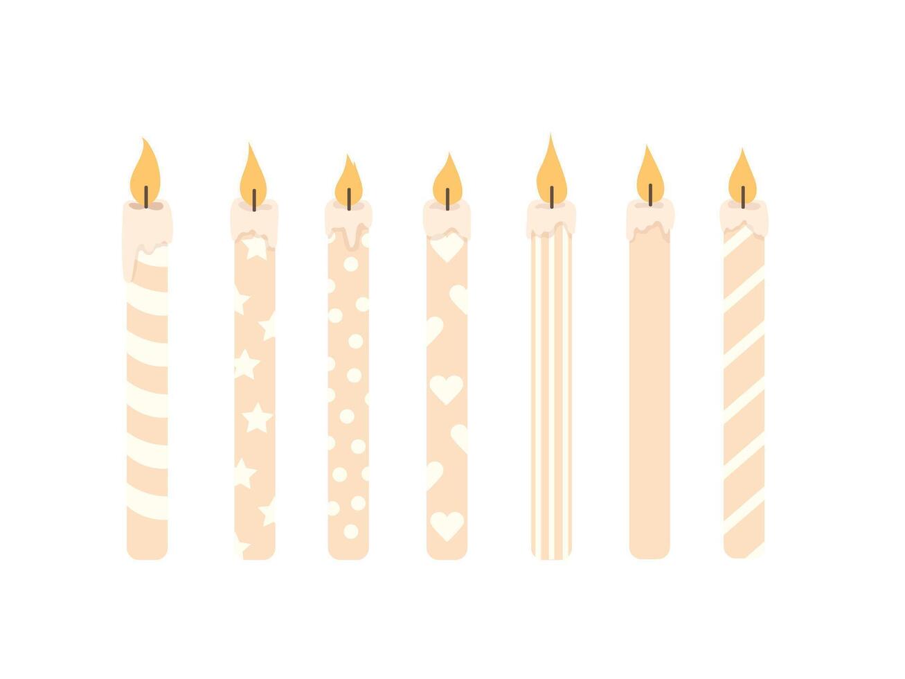 Candles for birthday cake. Decorative element vector