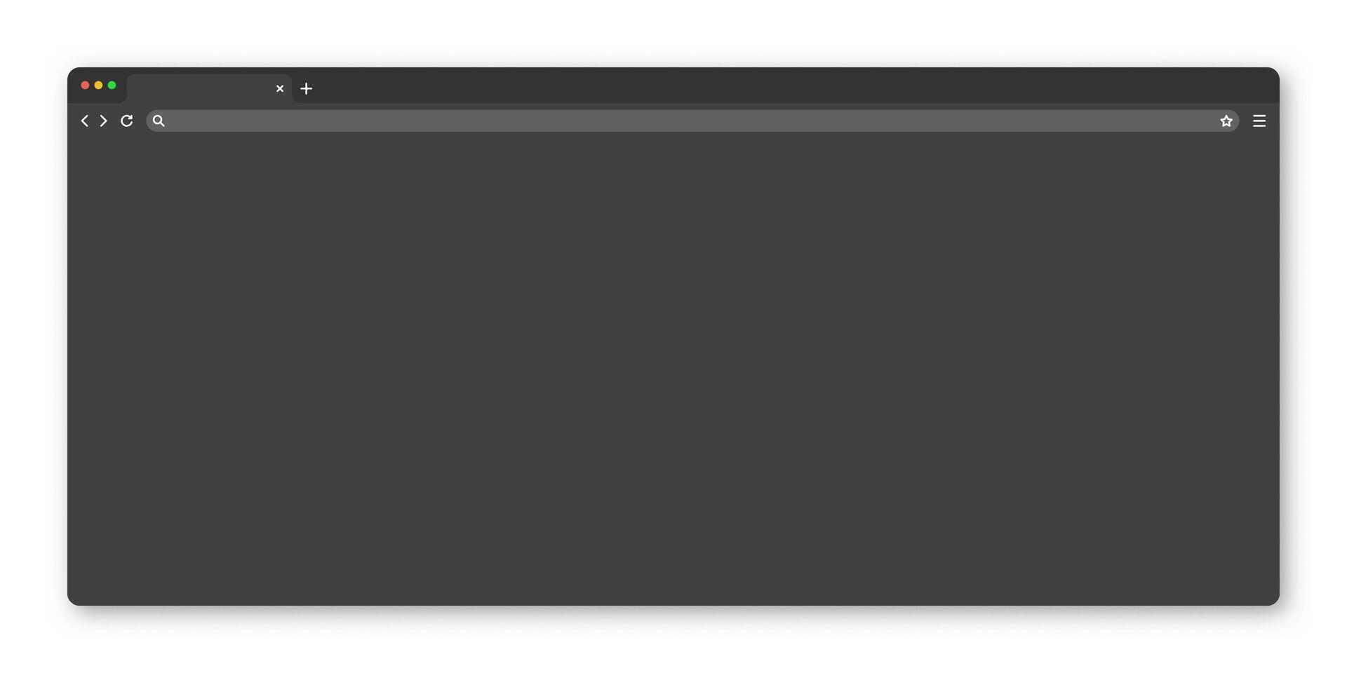 Blank web browser window with tab, toolbar and search field. Modern website, internet page in flat style. Browser mockup for computer, tablet and smartphone. Dark mode. illustration vector