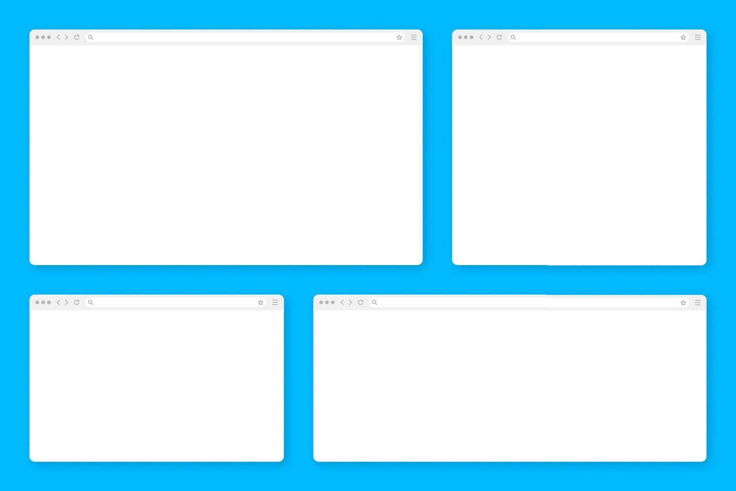 Blank web browser window with toolbar and search field. Modern website, internet page in flat style. Browser mockup for computer, tablet and smartphone. Adaptive user interface. illustration vector