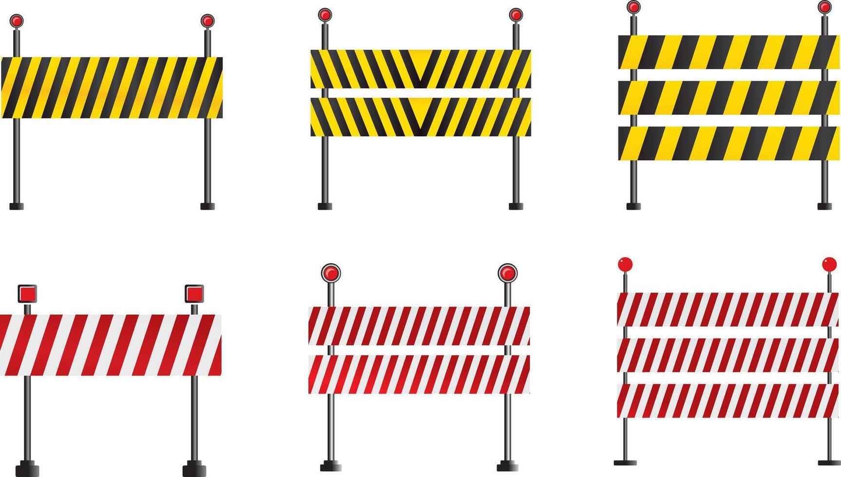 Construction safety barricades in various designs vector