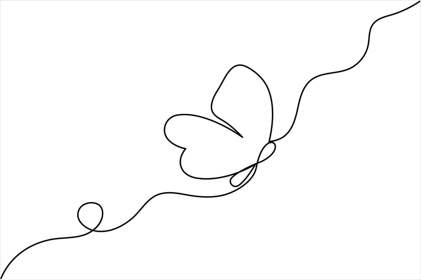 Continuous line drawing of butterfly vector