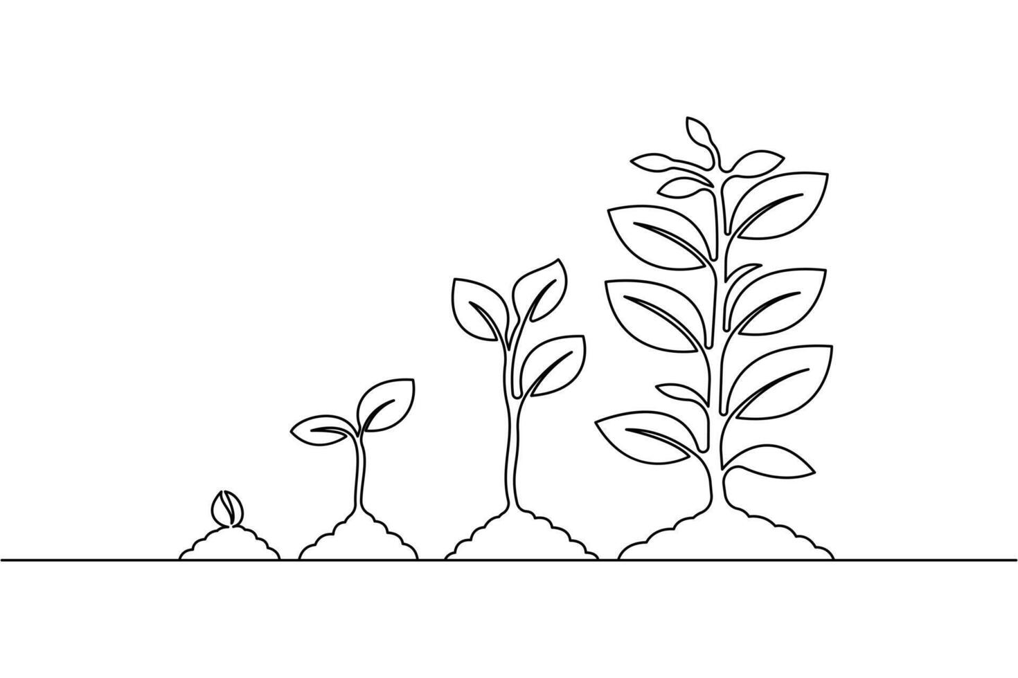 A line drawing of plants growing in a garden vector