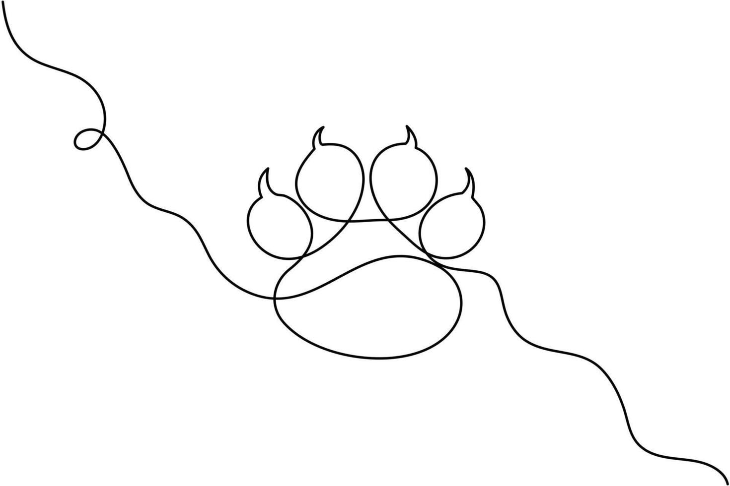 A line drawing of a dog paw with a line vector