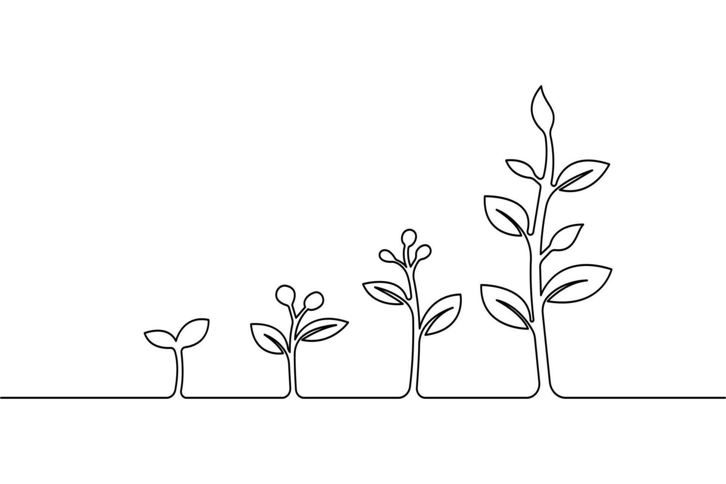 A line drawing of plants growing up vector
