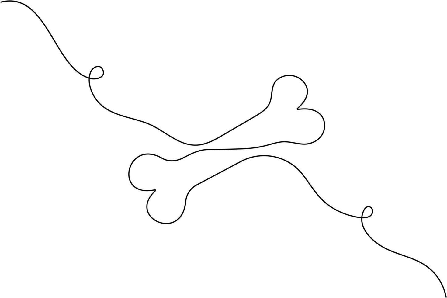 A line drawing of a dog bone vector