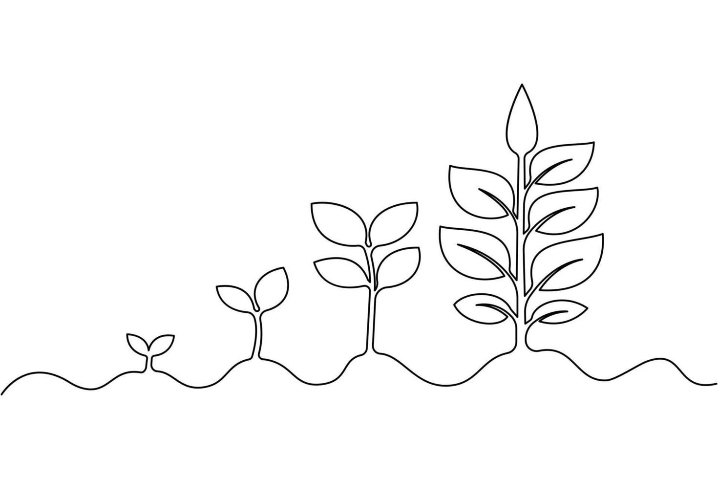 A line drawing of plants growing in a field vector
