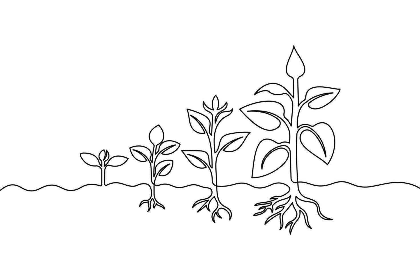 A drawing of plants growing in a field vector