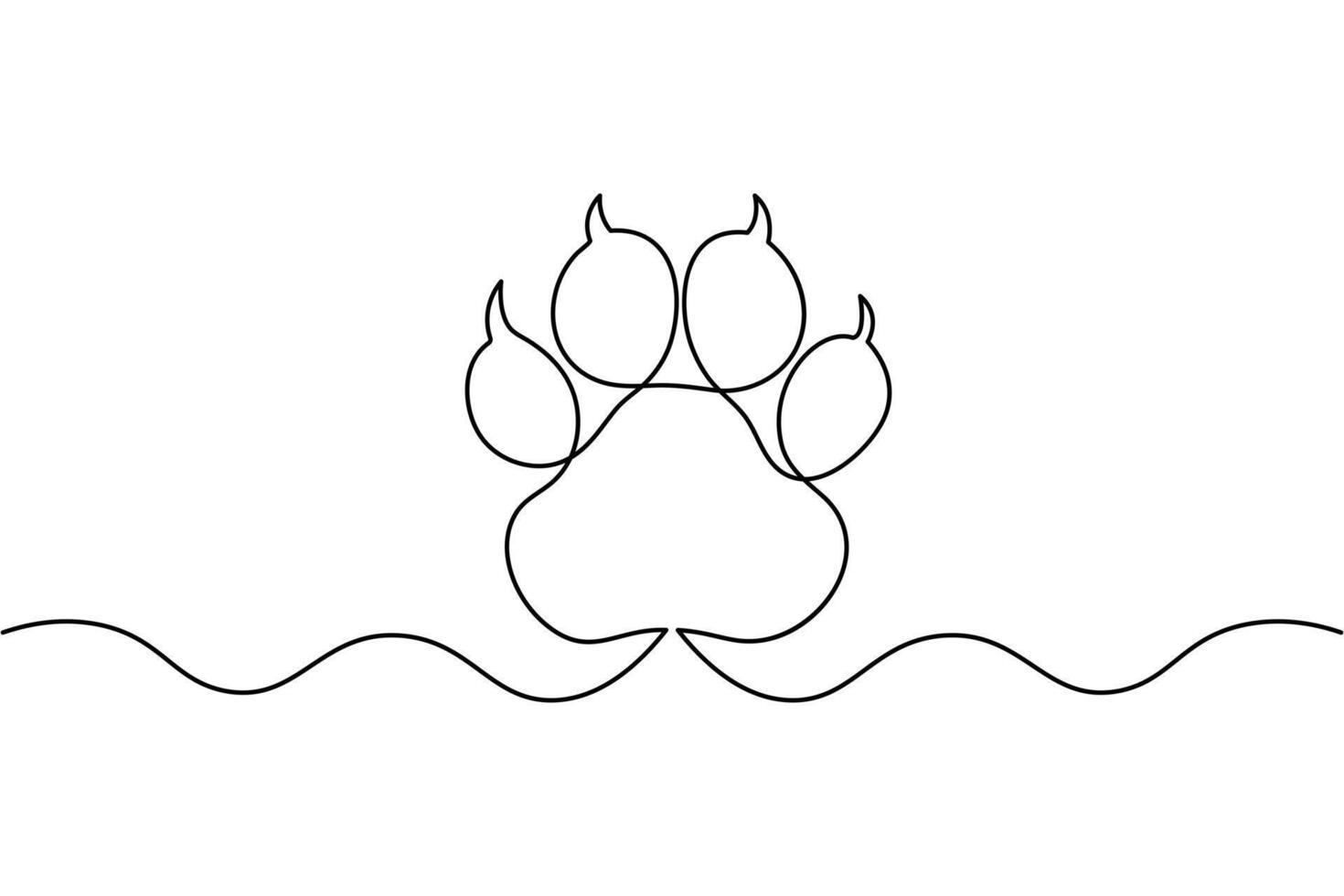 A drawing of a dog paw with a wave vector