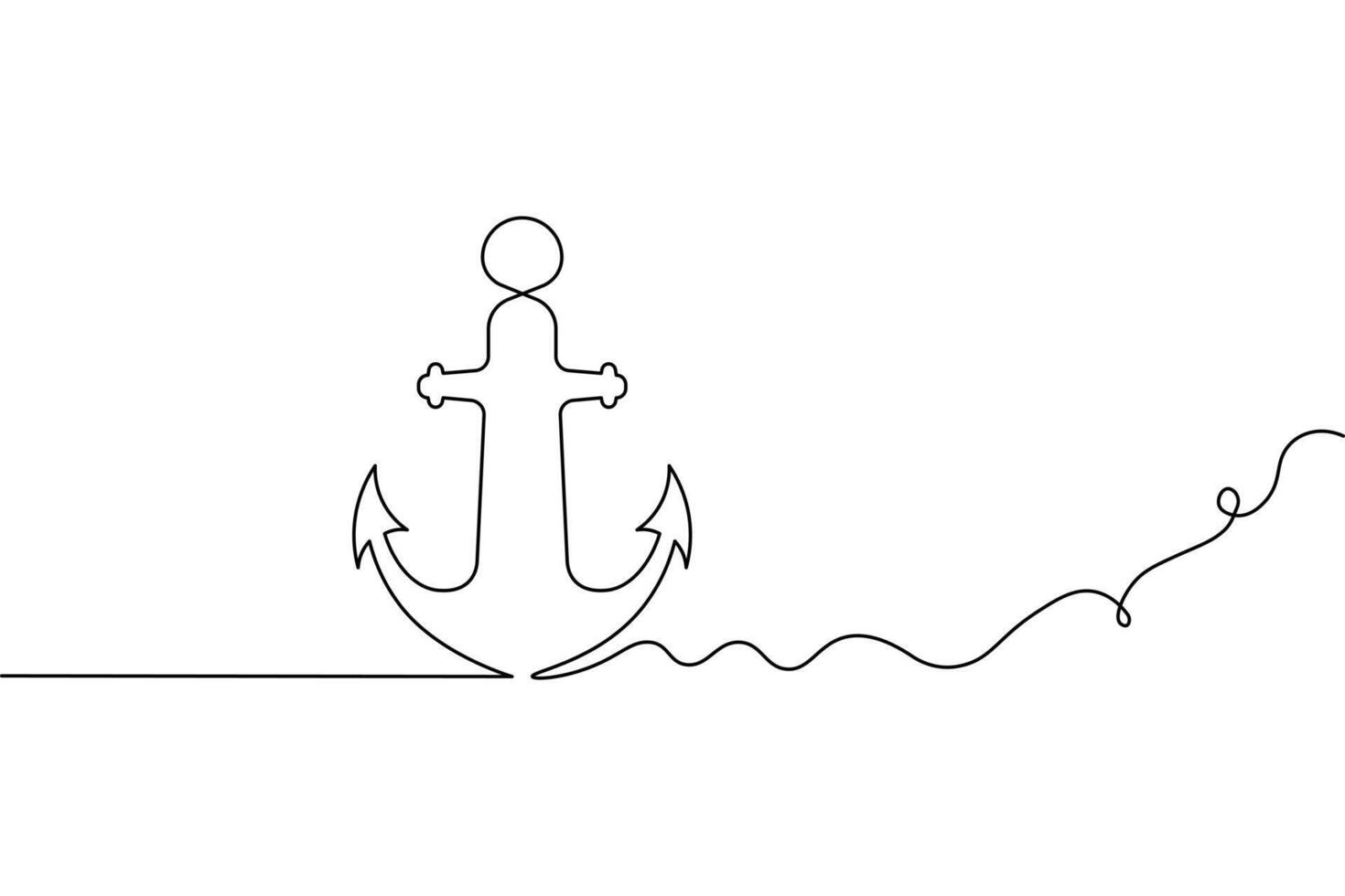 Continuous line drawing of an anchor vector