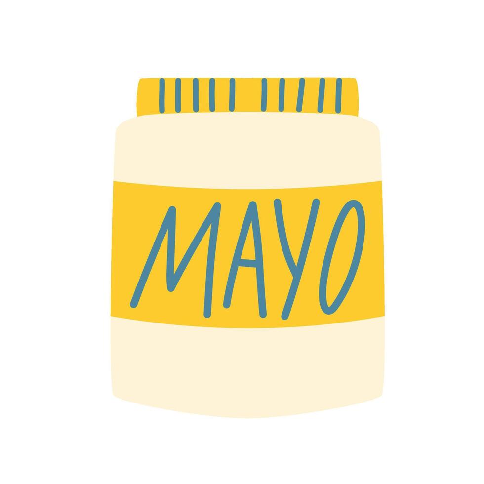 Illustration of a jar of mayonnaise. Sauce packaging. vector