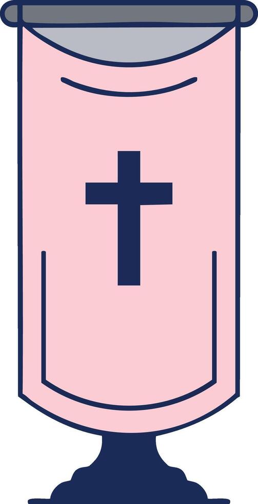 Christian church banner with cross symbol on pink cloth hanging design for religious decoration and worship purposes vector