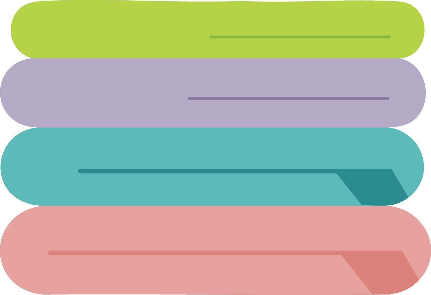 Colorful stacked books icon in flat style with green purple teal and coral shades for education and reading concepts illustration vector