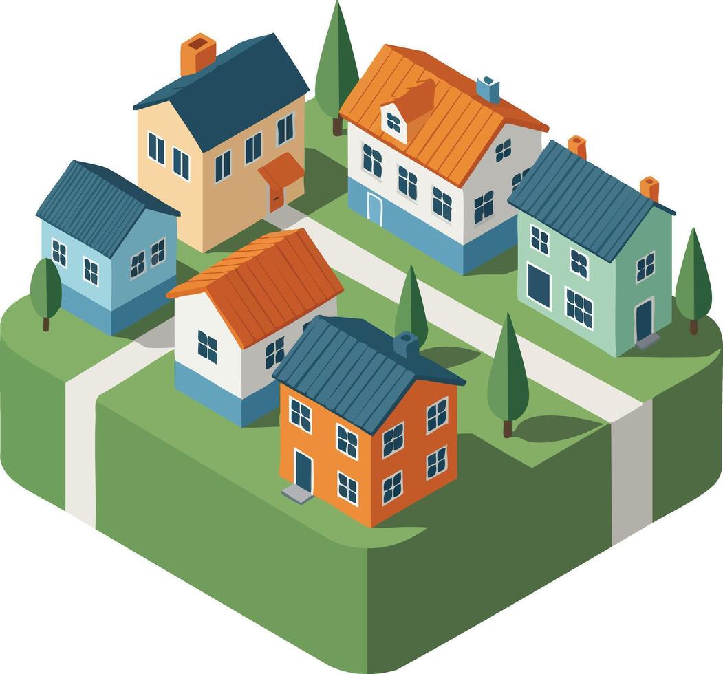 Colorful houses in a neighborhood illustration vector