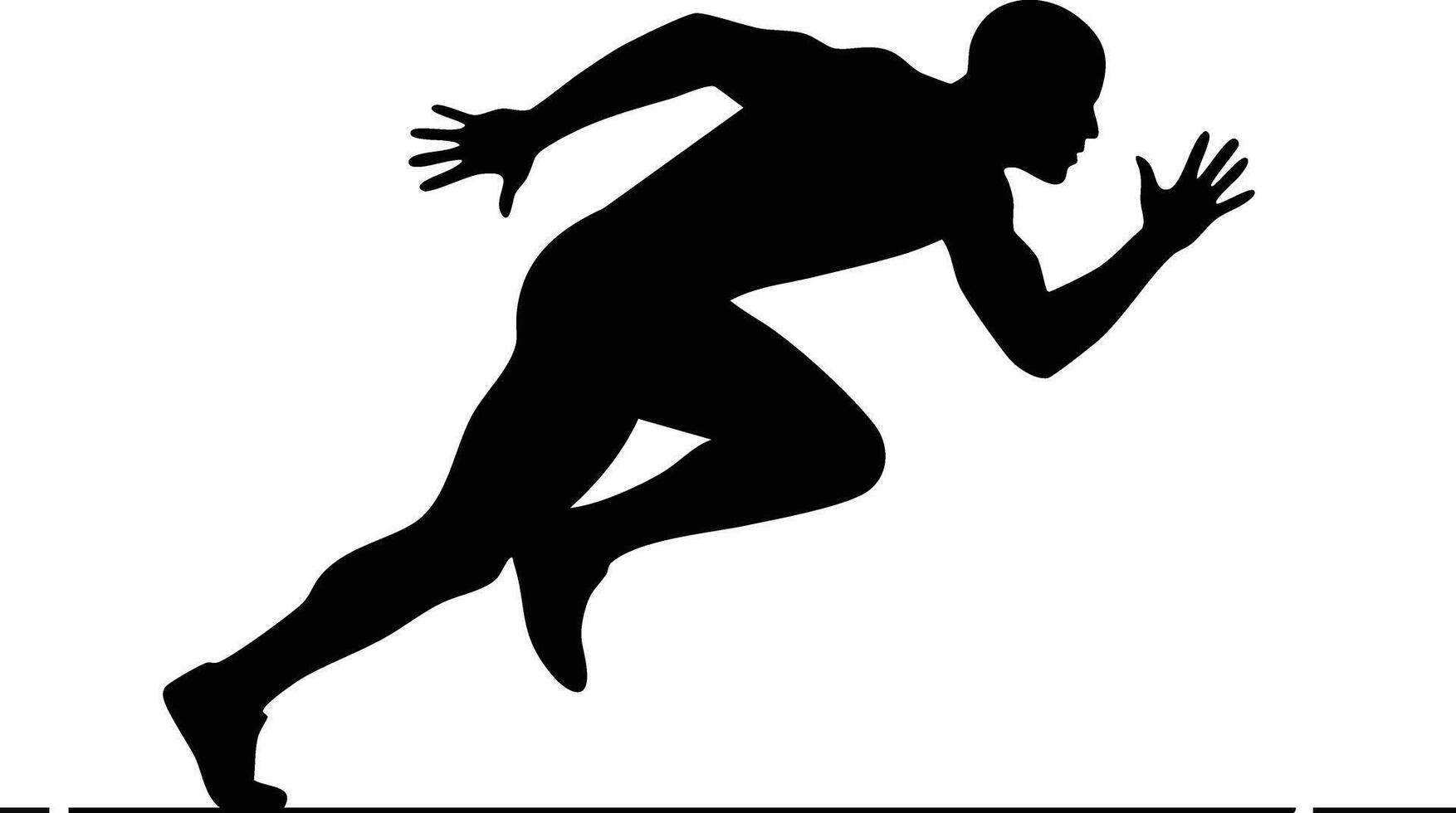 Silhouette of male sprinter running fast athletic pose illustration vector