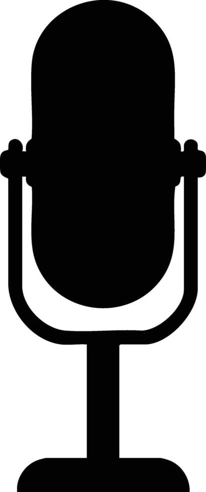 Vintage microphone silhouette icon design for audio recording and broadcasting applications illustration vector