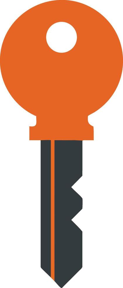 Key icon with orange head and black blade simple flat design illustration for security and access concept vector