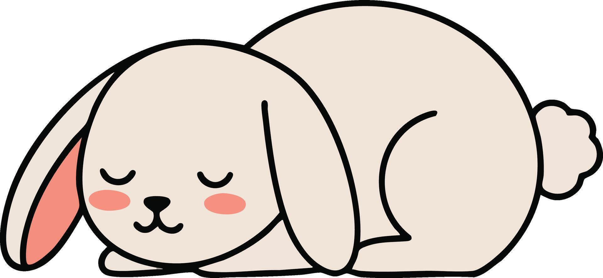 Sleeping bunny with soft blush cheeks peaceful animal illustration cute pet design vector