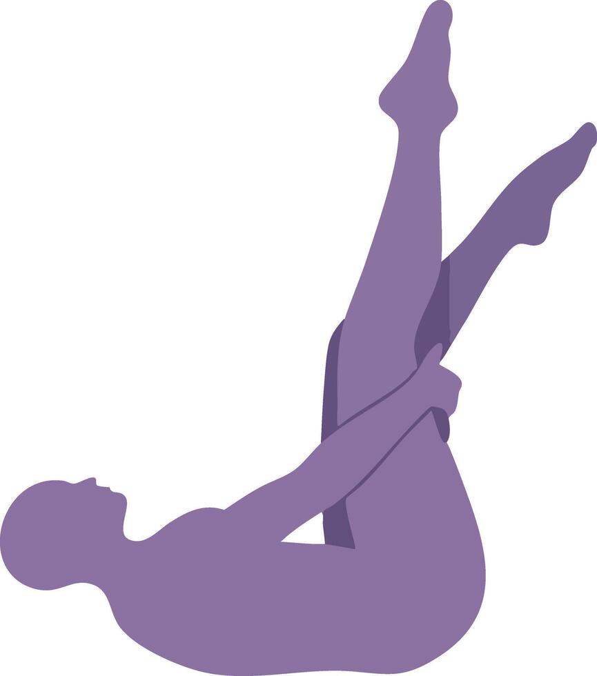 Silhouette of woman doing yoga boat pose for fitness balance and flexibility practice illustration vector