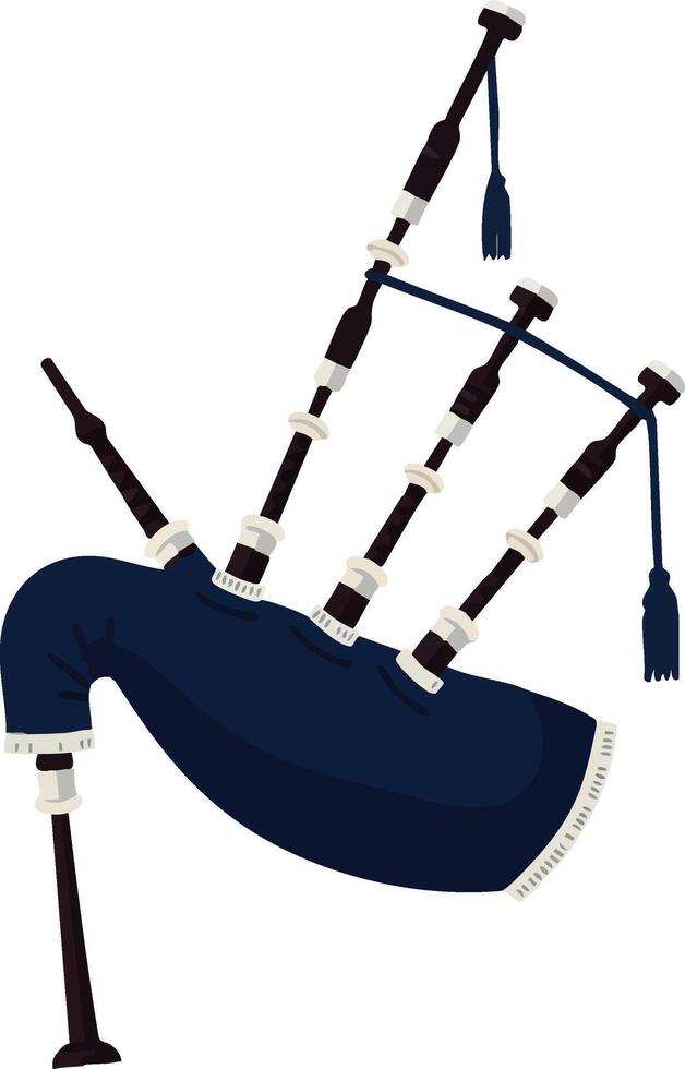 Bagpipe musical instrument traditional Scottish folk wind instrument with drones and chanter illustration vector