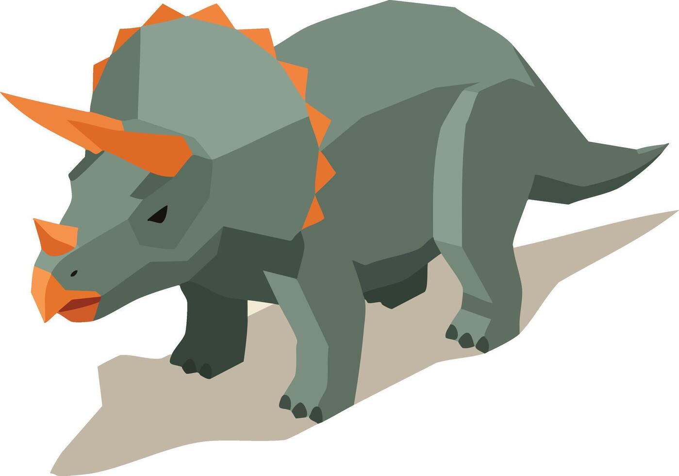 Triceratops dinosaur with orange horns and spikes prehistoric reptile design illustration vector