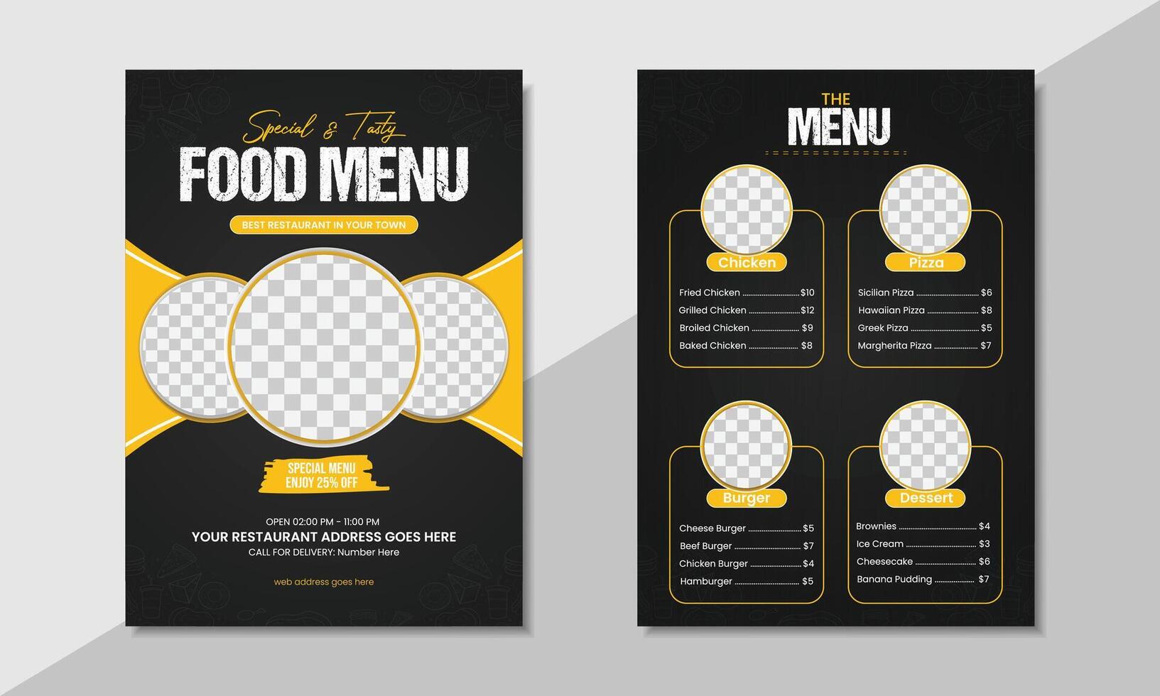Food menu design, Restaurant fast food menu design template vector