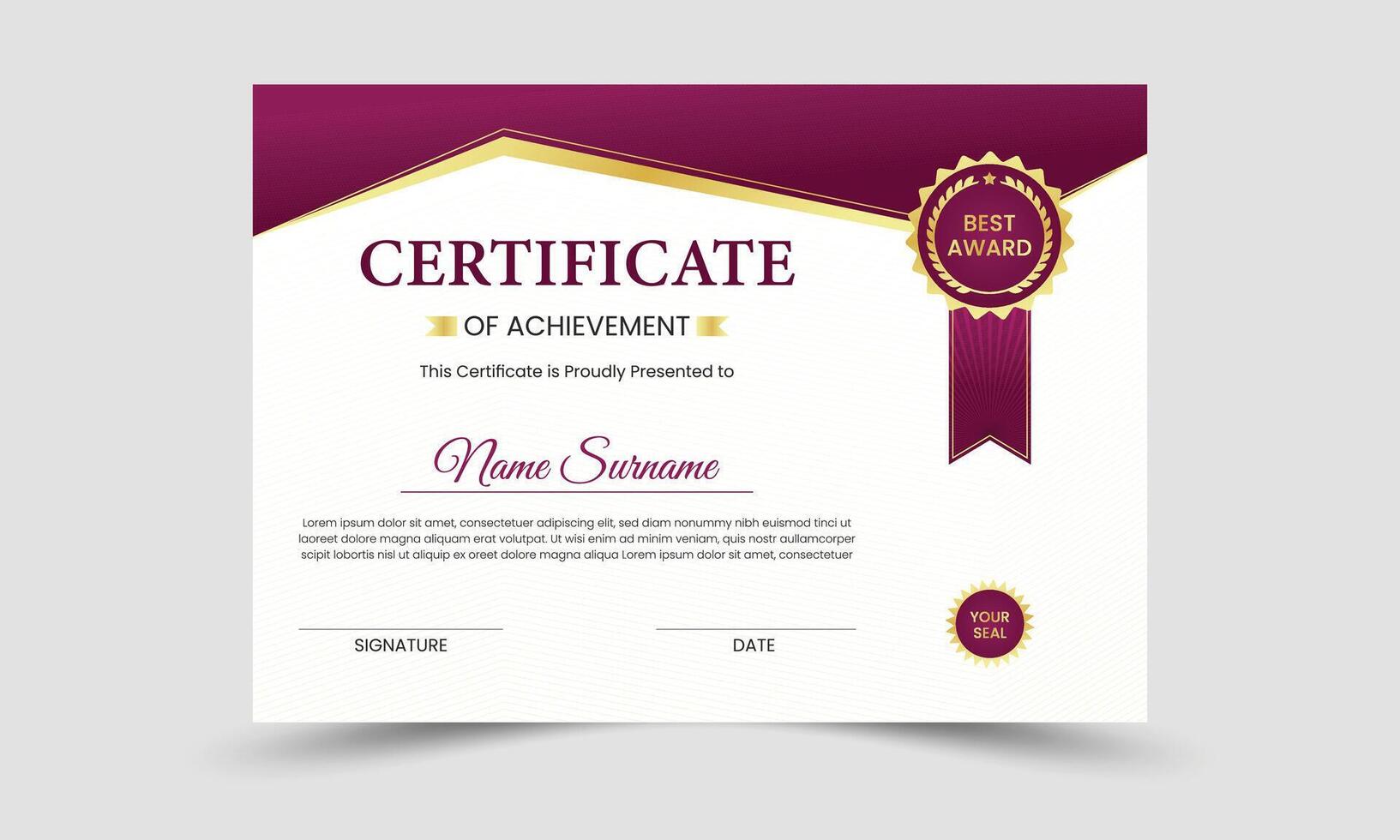 Certificate design, creative modern luxury certificate of achievement design template vector