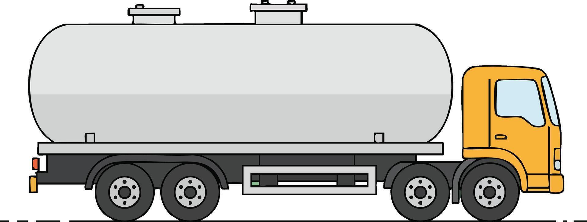 Tanker truck side view illustration for industrial transport and logistics design vector