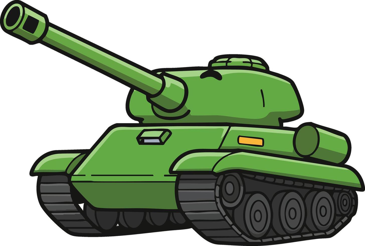 Green military tank illustration with large cannon and heavy tracks design for defense concept vector