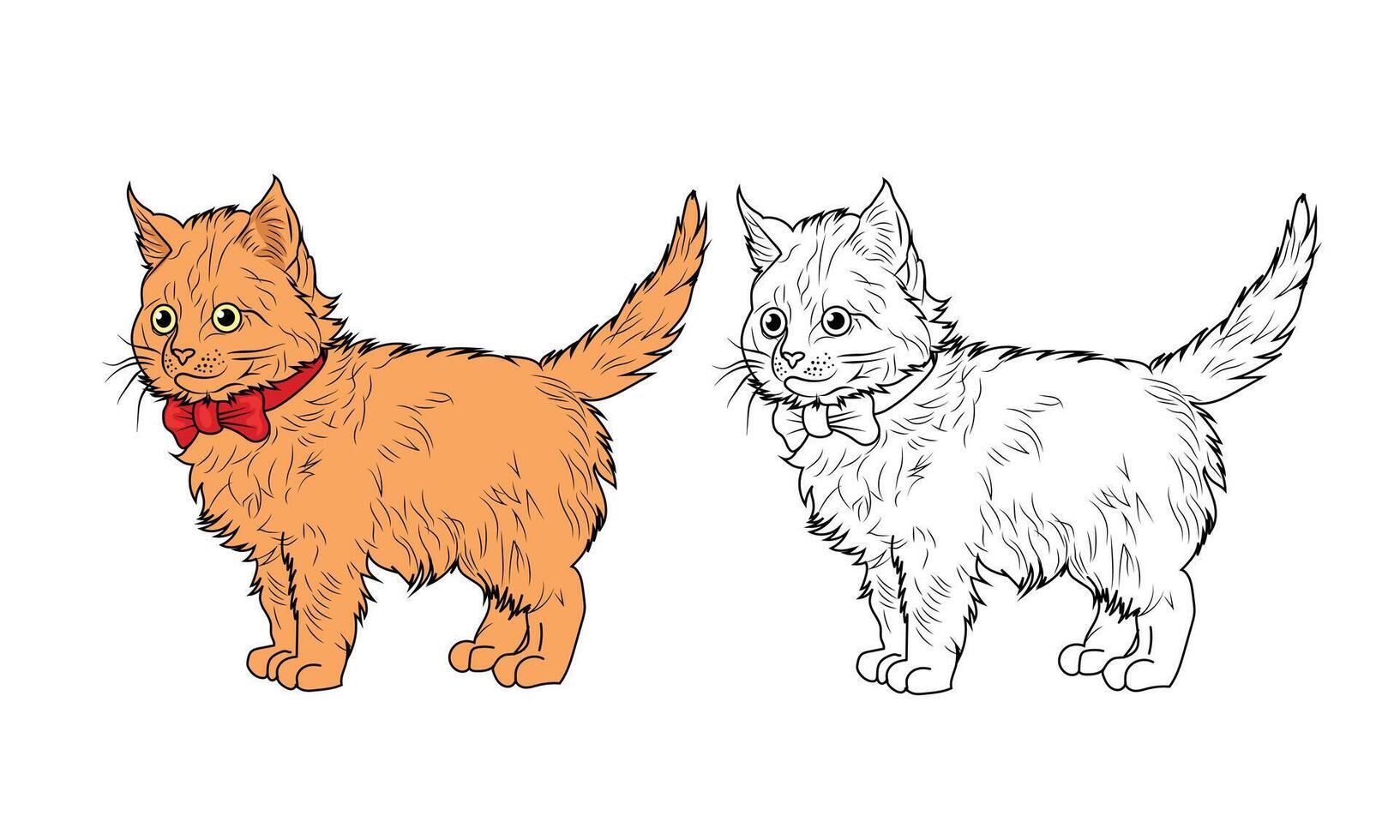Adorable cute cat pet illustration in minimalist line art style, tshirts, kids designs, and pet themed graphics vector
