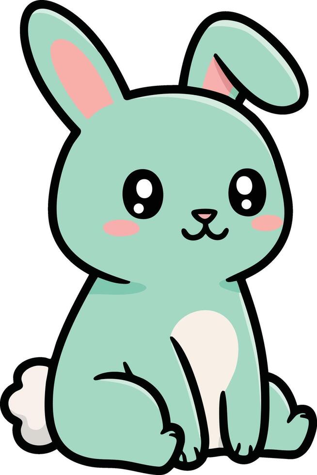 Cute cartoon bunny sitting with soft pastel colors and adorable facial expression design vector