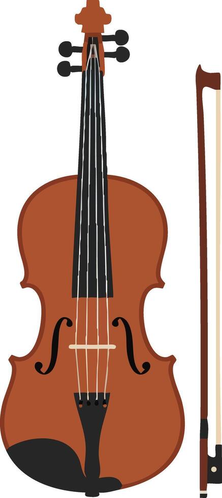 Violin with bow classical string musical instrument illustration design art element vector