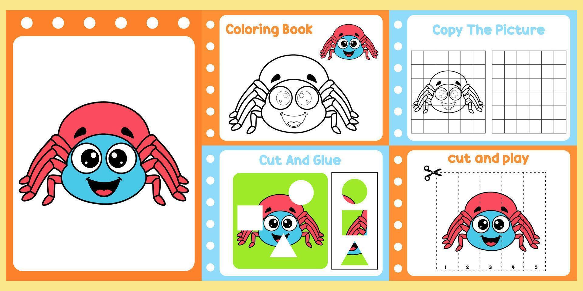 Spider activity page for children vector