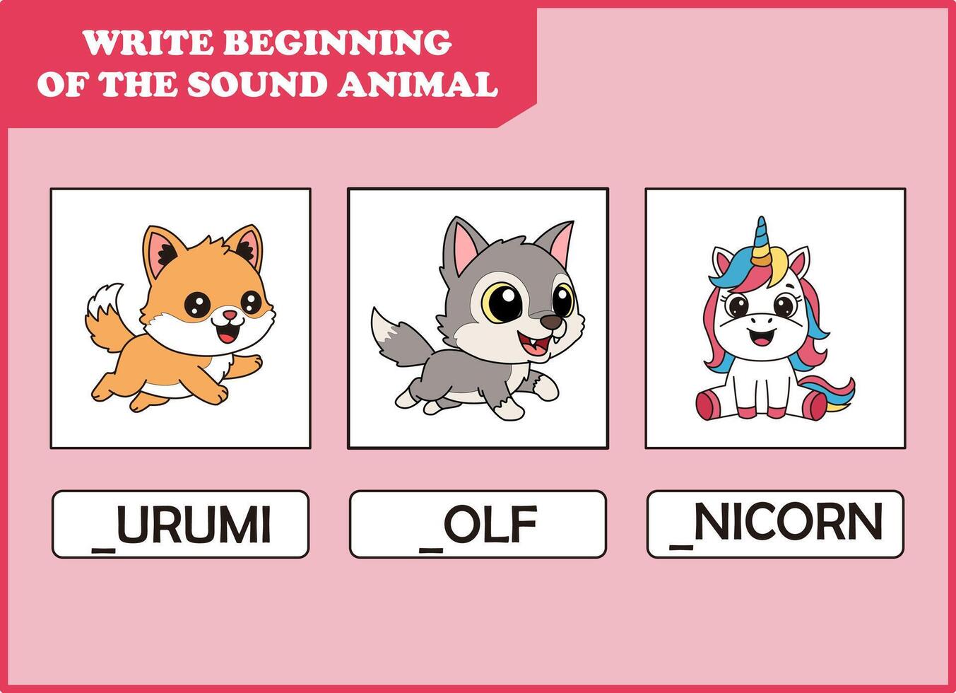 Animal sound learning activity for kids vector