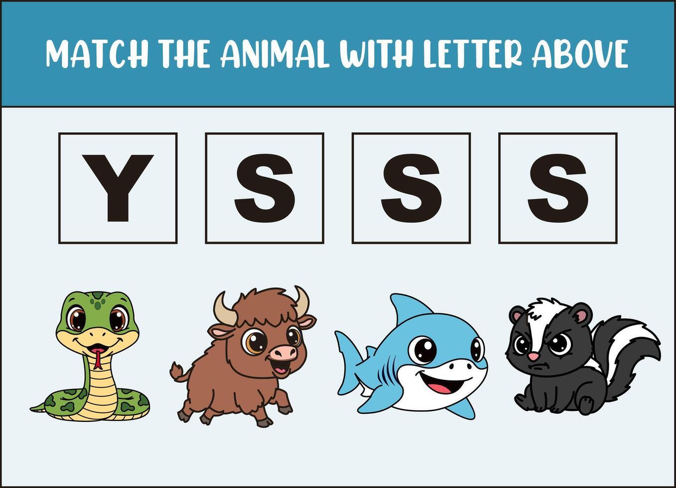 Animal matching game with letters for kids vector