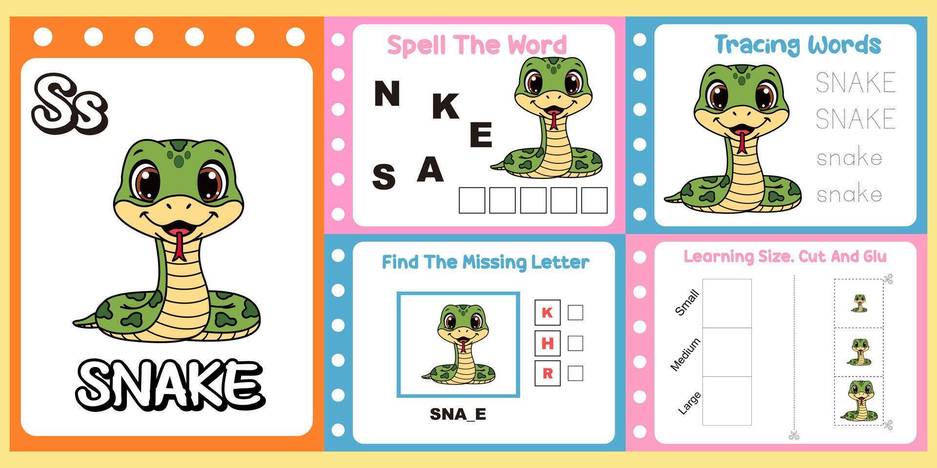 Snake educational activity for kids vector