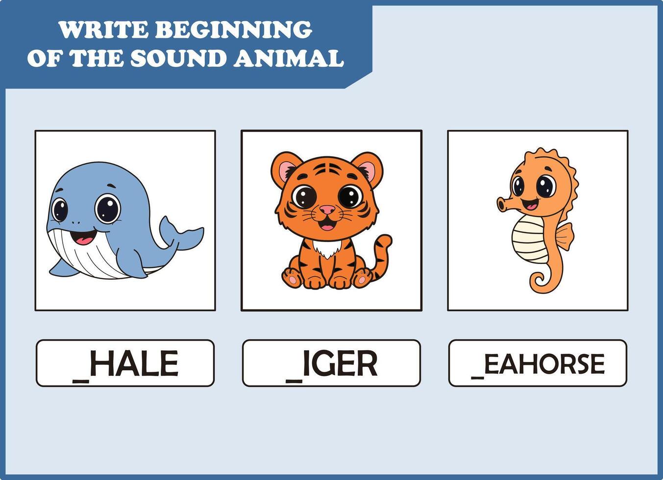 Animal sound educational activity for children vector