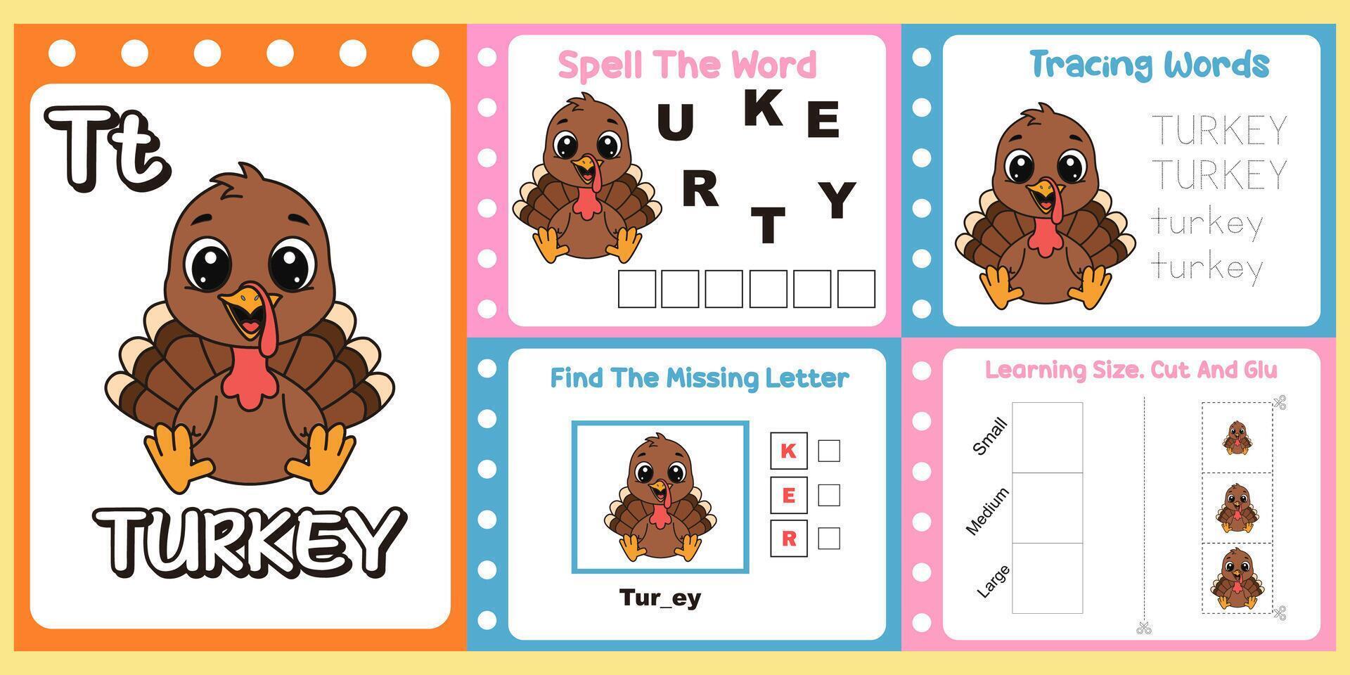 Turkey learning activity for children vector