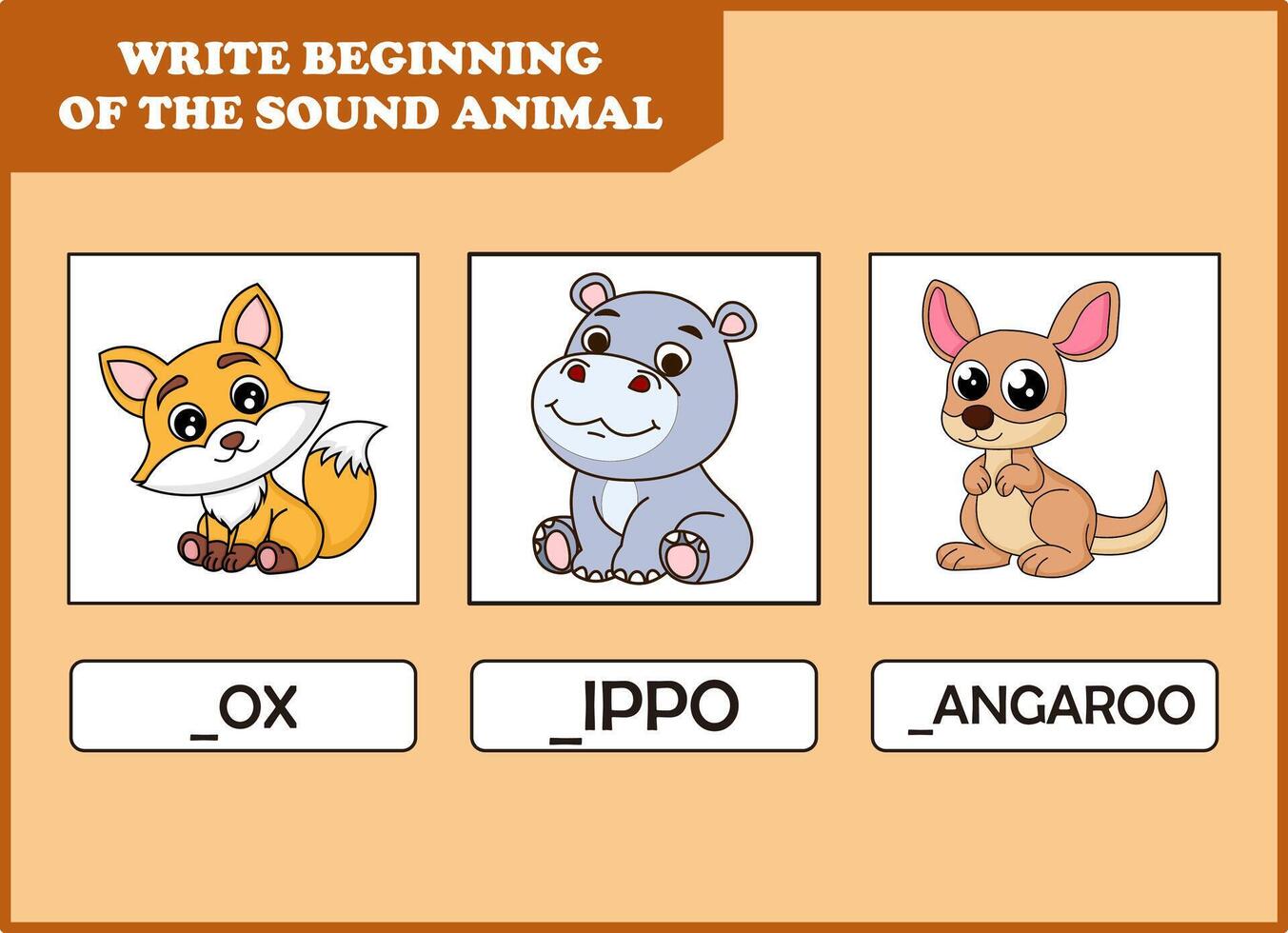 Animal sound identification for kids vector