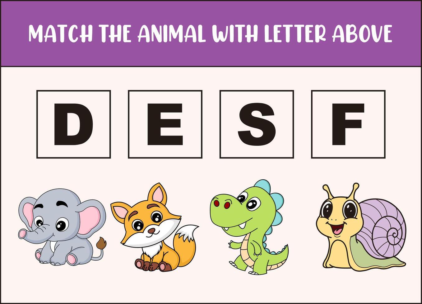 Cute animal matching game for kids vector