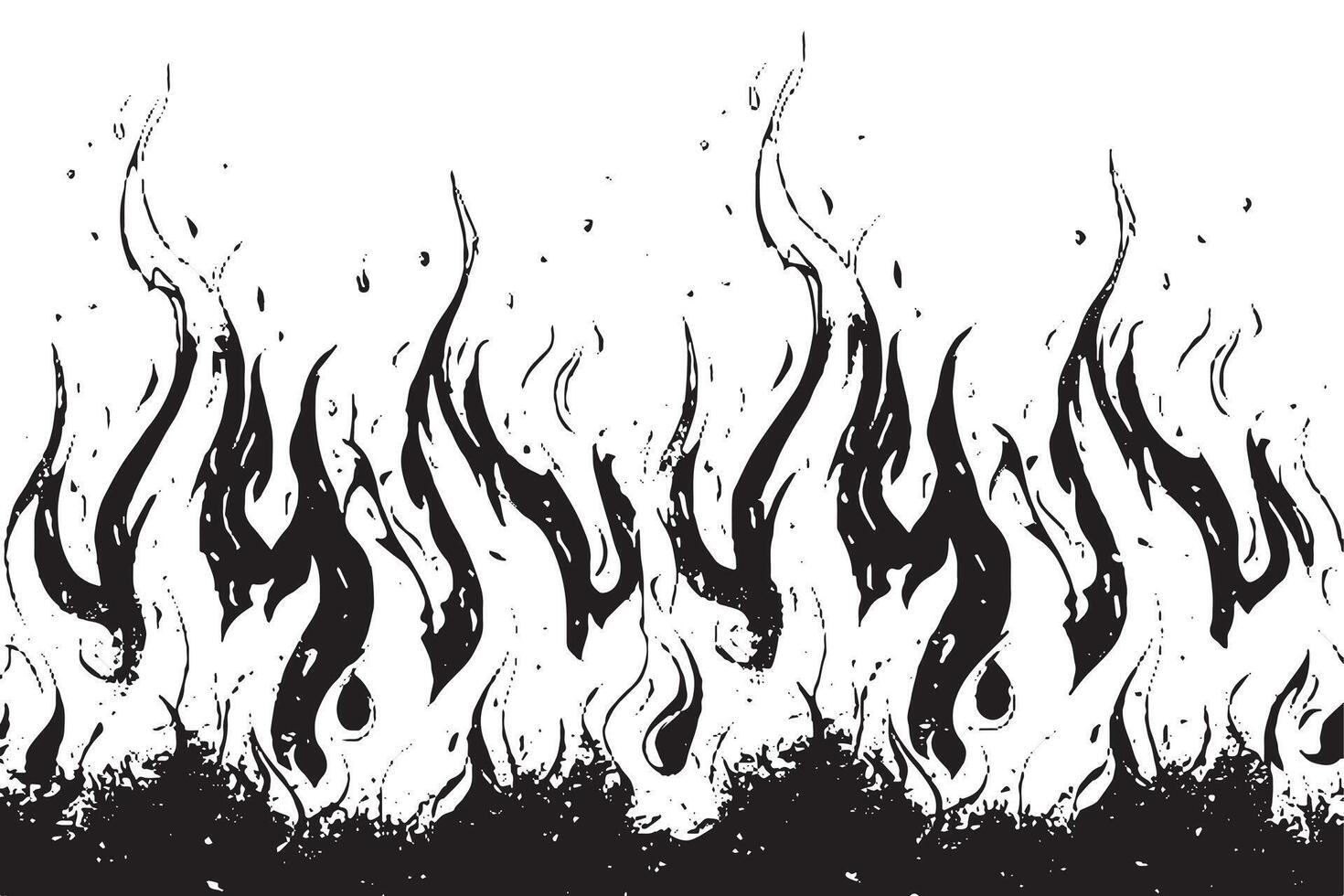 Abstract Flame Pattern in Black and White vector