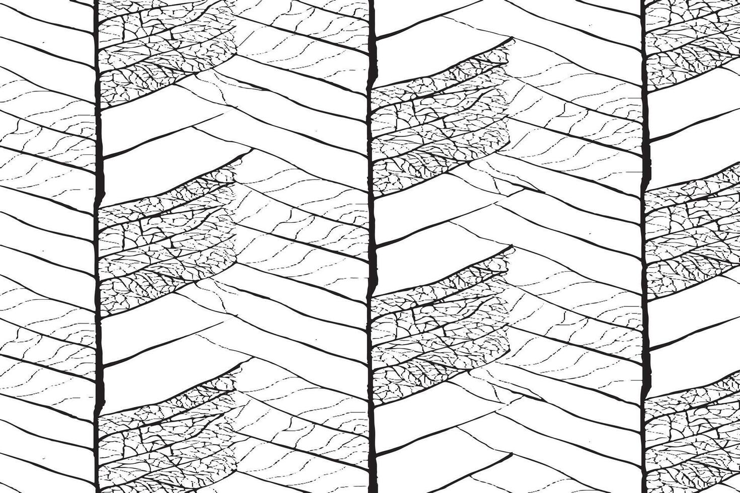 Seamless Skeleton Leaf Pattern . Black and White Nature Design vector