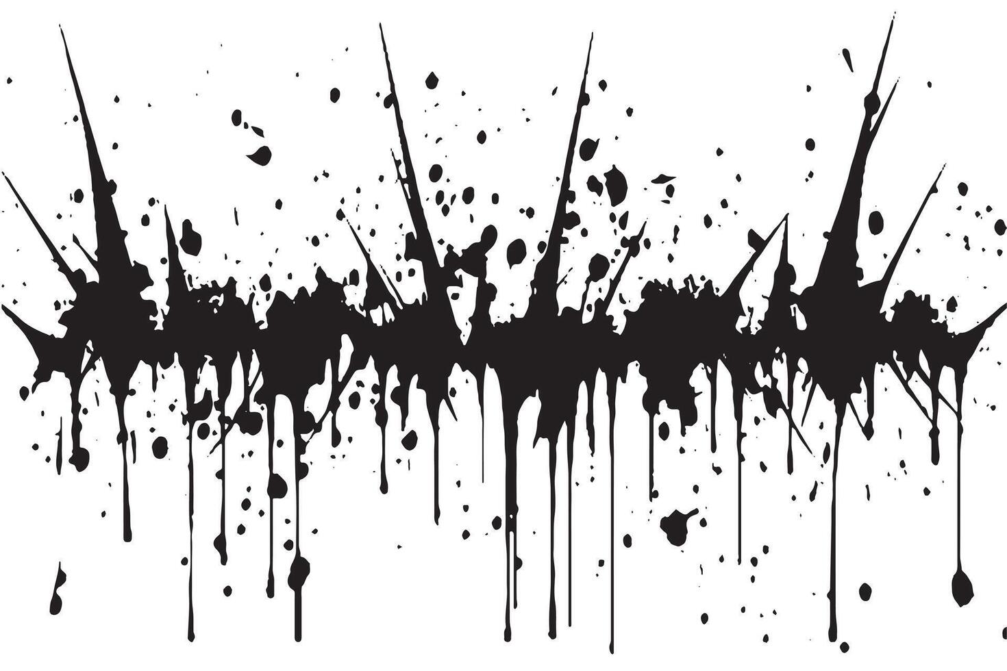 Vertical Dripping Ink Splatter with Spiked Bursts on White Background vector