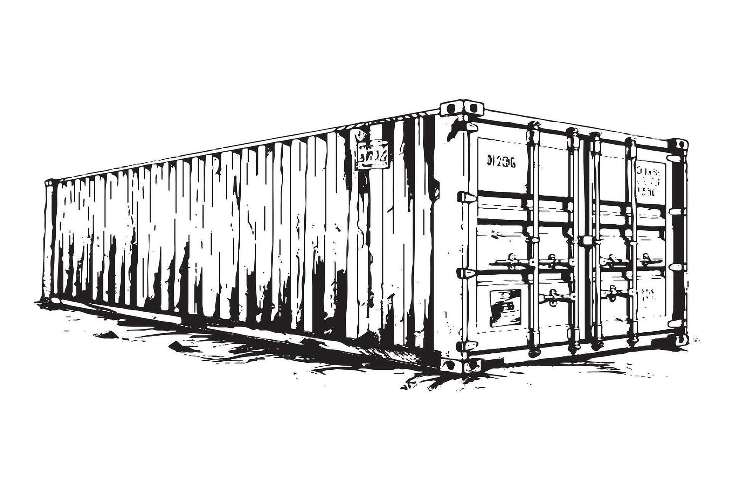 Vintage Retro Isolated Cargo Shipping Container Metal Box vector