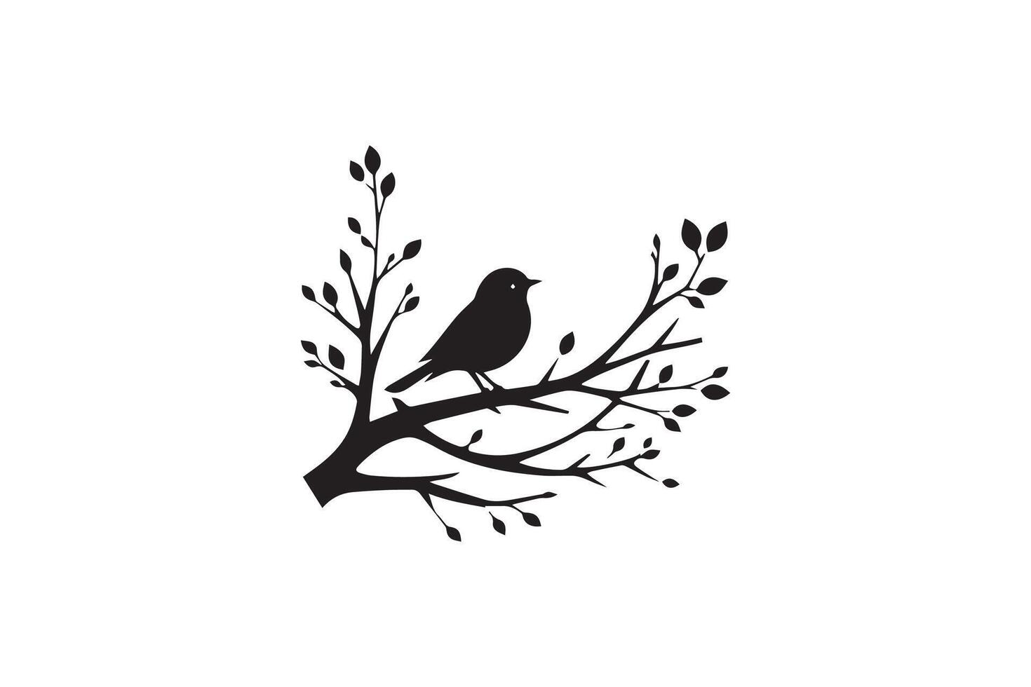 a Bird on tree branch silhouette logo vector