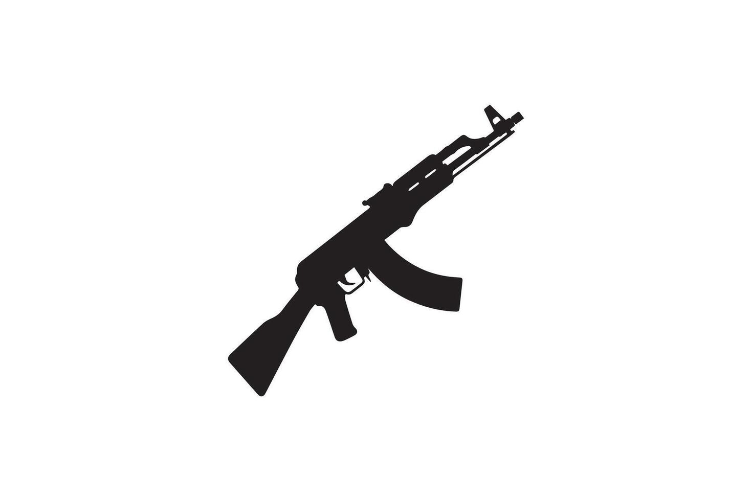 An ak47 rifle is shown in a black and white silhouette vector